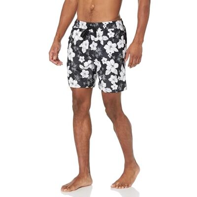 AE1671278-Blac-X-L17 Amazon Essentials Men's Szybkoschnące kąpielówki 18 cm, Czarny Kwiat hibiskusa, XL AE1671278-Blac-X-L17 Amazon Essentials Men's Szybkoschnące kąpielówki 18 cm, Czarny Kwiat hibiskusa, XL