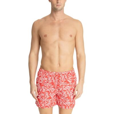 211740 Emporio Armani Bokserki pływackie z logo makro, Czerwone/białe liny, 48 211740 Emporio Armani Bokserki pływackie z logo makro, Czerwone/białe liny, 48