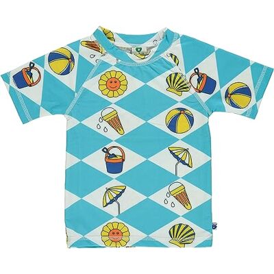 232-9950 Småfolk Koszulka Rash Guard Chłopcy Uv50 Swim T-shirt With Summer Vacation Symbols 232-9950 Småfolk Koszulka Rash Guard Chłopcy Uv50 Swim T-shirt With Summer Vacation Symbols