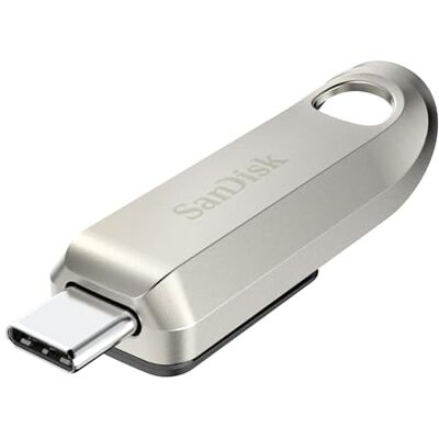 SanDisk 64GB Ultra Luxury USB Typ-C, USB 3.2 Gen 1 z wysokiej jakości metalowym wykończeniem, do 300 MB/s, srebrny SanDisk 64GB Ultra Luxury USB Typ-C, USB 3.2 Gen 1 z wysokiej jakości metalowym wykończeniem, do 300 MB/s, srebrny