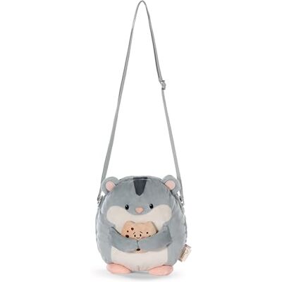 NICI mymochi torba na ramię chomik Shai, modna torebka na ramię w stylu kawaii, słodka pluszowa torba typu crossbody, 16 x 17 cm, szara 61819 NICI mymochi torba na ramię chomik Shai, modna torebka na ramię w stylu kawaii, słodka pluszowa torba typu crossbody, 16 x 17 cm, szara 61819