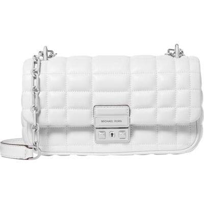 30R4S1SL5L-085 Michael Kors Damska mała torebka na ramię Tribeca z łańcuszkiem, Sprzęt w srebrnym odcieniu/pudełko pikowana skóra jagnięca Costa/Optic White, Rozmiar Uniwersalny 30R4S1SL5L-085 Michael Kors Damska mała torebka na ramię Tribeca z łańcuszkiem, Sprzęt w srebrnym odcieniu/pudełko pikowana skóra jagnięca Costa/Optic White, Rozmiar Uniwersalny