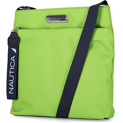 CN1183/N33 Nautica Damski Diver Nylon mała torba portfel z regulowanym paskiem na ramię Crossbody, limonka CN1183/N33 Nautica Damski Diver Nylon mała torba portfel z regulowanym paskiem na ramię Crossbody, limonka