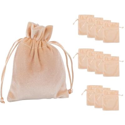 Idena 90426 Torebka materiałowa ok. 10 x 13 cm, 12 sztuk, beżowe aksamitne torebki, torebka prezentowa ze sznurkiem Idena 90426 Torebka materiałowa ok. 10 x 13 cm, 12 sztuk, beżowe aksamitne torebki, torebka prezentowa ze sznurkiem