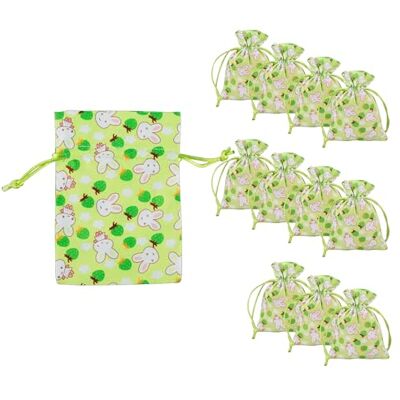 Idena 90427 Torebka materiałowa ok. 10 x 13 cm, 12 sztuk, zielone torebki z motywem zajączka wielkanocnego i sznurkiem, torebka prezentowa na Wielkanoc Idena 90427 Torebka materiałowa ok. 10 x 13 cm, 12 sztuk, zielone torebki z motywem zajączka wielkanocnego i sznurkiem, torebka prezentowa na Wielkanoc