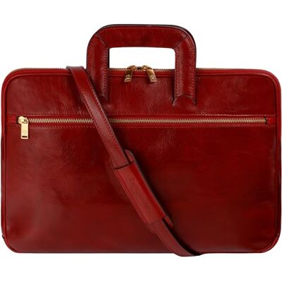 Time Resistance Skórzana aktówka męska z paskiem na ramię – ręcznie wykonana we Włoszech – torba robocza – torba biznesowa –, czerwony Time Resistance Skórzana aktówka męska z paskiem na ramię – ręcznie wykonana we Włoszech – torba robocza – torba biznesowa –, czerwony