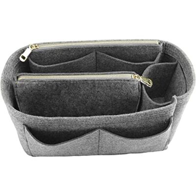 LEXSION Organizer do torebki na ramię, filcowy, z zamkiem błyskawicznym, modeluje kształt torebki, do torby na ramię, Speedy Neverful PM MM, szary B, rozmiar L LEXSION Organizer do torebki na ramię, filcowy, z zamkiem błyskawicznym, modeluje kształt torebki, do torby na ramię, Speedy Neverful PM MM, szary B, rozmiar L