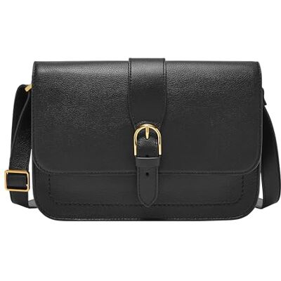 ZB1935001 Fossil Damska torebka skórzana Zoey duża lub mała torebka crossbody z klapką dla kobiet, Czarny duży, L ZB1935001 Fossil Damska torebka skórzana Zoey duża lub mała torebka crossbody z klapką dla kobiet, Czarny duży, L