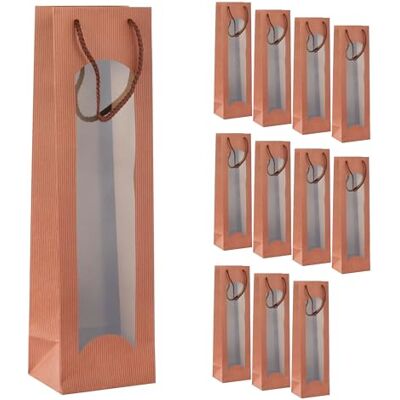 Idena 90395 Torby na butelki z okienkiem, 12 sztuk, torby na prezenty w rozmiarze 10 x 36 cm, papierowe torby na Boże Narodzenie w kolorze miedzianym Idena 90395 Torby na butelki z okienkiem, 12 sztuk, torby na prezenty w rozmiarze 10 x 36 cm, papierowe torby na Boże Narodzenie w kolorze miedzianym