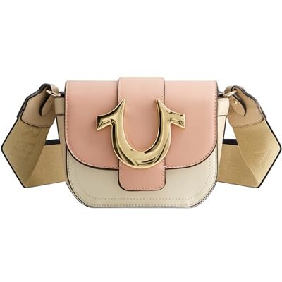 TNFB0041E-382 True Religion Damska torebka crossbody, mini klapka, regulowana torebka na ramię z logo podkowy TNFB0041E-382 True Religion Damska torebka crossbody, mini klapka, regulowana torebka na ramię z logo podkowy