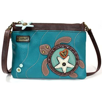 826TU4 Chala Mini torebka crossbody, zamek błyskawiczny, skóra PU, mała torebka na ramię regulowany pasek, Turkusowy żółw, S, Totes 826TU4 Chala Mini torebka crossbody, zamek błyskawiczny, skóra PU, mała torebka na ramię regulowany pasek, Turkusowy żółw, S, Totes