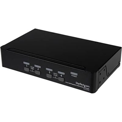 StarTech .com 4-portowy DisplayPort USB KVM Switch z audio, DisplayPort Desktop przełącznik KVM ze koncentratorem USB, 4 x gniazdo USB 4 x DP StarTech .com 4-portowy DisplayPort USB KVM Switch z audio, DisplayPort Desktop przełącznik KVM ze koncentratorem USB, 4 x gniazdo USB 4 x DP