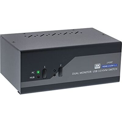 InLine KVM Desktop Switch, 2-drożny podwójny monitor, Displayport + HDMI, 4K, USB 3.0, audio InLine KVM Desktop Switch, 2-drożny podwójny monitor, Displayport + HDMI, 4K, USB 3.0, audio