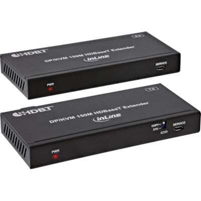 InLine Przedłużacz DisplayPort HDBaseT z KVM, 4K 60Hz, 150 m DisplayPort HDBaseT do 150 m, 4K 60 Hz, USB KVM, IR i RS232, Cat.5e/Cat.6, nadajnik i odbiornik InLine Przedłużacz DisplayPort HDBaseT z KVM, 4K 60Hz, 150 m DisplayPort HDBaseT do 150 m, 4K 60 Hz, USB KVM, IR i RS232, Cat.5e/Cat.6, nadajnik i odbiornik