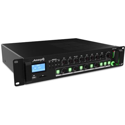 Audibax Zone 240BT Wzmacniacz dźwięku dla wielu stref Moc wyjściowa 240W Wiele wejść kablowych Mikser audio z Bluetooth, USB i SD Zasilanie Phantom Audibax Zone 240BT Wzmacniacz dźwięku dla wielu stref Moc wyjściowa 240W Wiele wejść kablowych Mikser audio z Bluetooth, USB i SD Zasilanie Phantom
