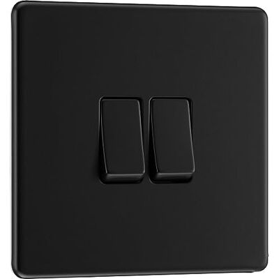 BG Electrical podwójny włącznik światła, 20 A, 2-drożny, czarny matowy BG Electrical podwójny włącznik światła, 20 A, 2-drożny, czarny matowy