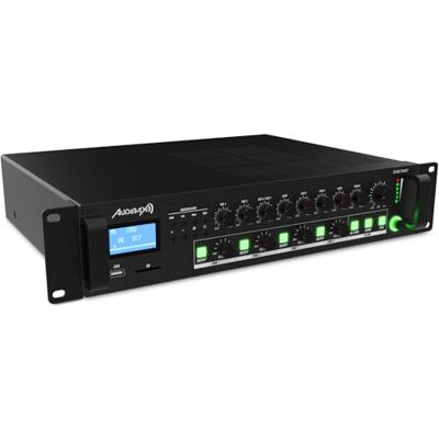 Audibax Zone 360BT Wzmacniacz dźwięku dla wielu stref Moc wyjściowa 360W Wiele wejść kablowych Mikser audio z Bluetooth, USB i SD Zasilanie Phantom Audibax Zone 360BT Wzmacniacz dźwięku dla wielu stref Moc wyjściowa 360W Wiele wejść kablowych Mikser audio z Bluetooth, USB i SD Zasilanie Phantom