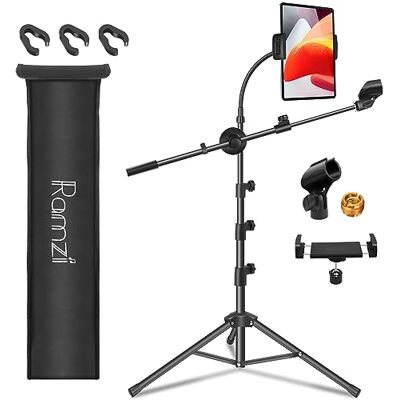Ramzi Mic Stand,6 In 1 Microphone Stand Floor Boom Mic Stand, Support Boom Gooseneck Mic Clips Tablet Phone Holder Any Combination With Mic Stand Bag Ramzi Mic Stand,6 In 1 Microphone Stand Floor Boom Mic Stand, Support Boom Gooseneck Mic Clips Tablet Phone Holder Any Combination With Mic Stand Bag
