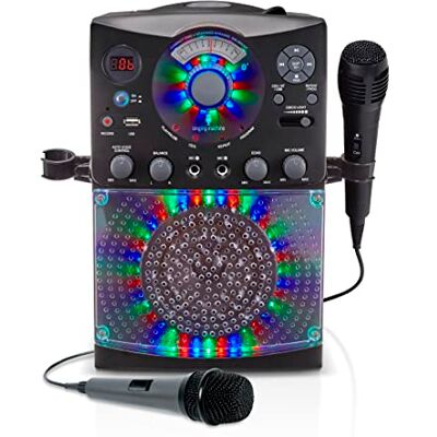 Singing Machine System do karaoke z połączeniem Bluetooth – SML385U w kolorze czarnym dla Europy – efekty świetlne LED, mikrofony, USB, wyjście RCA, sterowanie echem i balansowaniem oraz wejście AUX. Singing Machine System do karaoke z połączeniem Bluetooth – SML385U w kolorze czarnym dla Europy – efekty świetlne LED, mikrofony, USB, wyjście RCA, sterowanie echem i balansowaniem oraz wejście AUX.