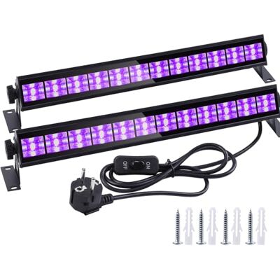 LUNSY Czarne światło, 2 sztuki, 12 diod LED, 3 W, czarne światło, światło barowe, światło imprezowe, na Halloween, do malowania ciała, na scenę i imprezę LUNSY Czarne światło, 2 sztuki, 12 diod LED, 3 W, czarne światło, światło barowe, światło imprezowe, na Halloween, do malowania ciała, na scenę i imprezę