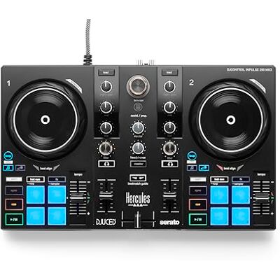 Hercules DJControl Inpulse 200 MK3 Idealny Kontroler DJ Serato Lite Świetlne wskazówki Beatmatch, dedykowana kontrola Stems, 8 padów, dotykowe jog wheele, DJUCED/Serato DJ Lite Hercules DJControl Inpulse 200 MK3 Idealny Kontroler DJ Serato Lite Świetlne wskazówki Beatmatch, dedykowana kontrola Stems, 8 padów, dotykowe jog wheele, DJUCED/Serato DJ Lite