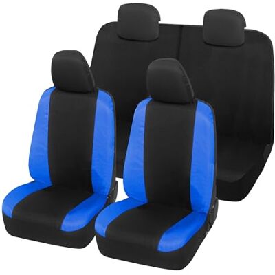 Auto Accessori Lupex Pokrowce na siedzenia samochodowe kompatybilne z Panda Seconda 169 i 319, wyprodukowane we Włoszech, tkanina z polibawełny, kompletny zestaw (czarny niebieski królewski z tylnym Auto Accessori Lupex Pokrowce na siedzenia samochodowe kompatybilne z Panda Seconda 169 i 319, wyprodukowane we Włoszech, tkanina z polibawełny, kompletny zestaw (czarny niebieski królewski z tylnym