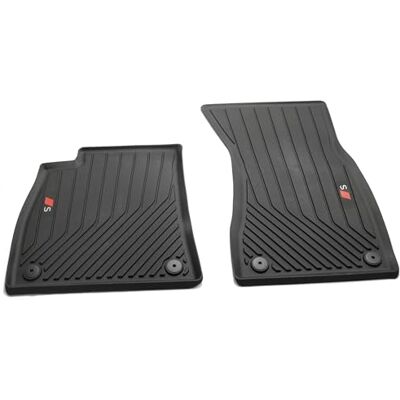 Audi Gumowe Dywaniki Samochodowe, TPE z 20% Recyklatu, Czarne, Logo S, Do Przodu, Kompatybilne z A5/S5 (B10 FU) od 2024 Audi Gumowe Dywaniki Samochodowe, TPE z 20% Recyklatu, Czarne, Logo S, Do Przodu, Kompatybilne z A5/S5 (B10 FU) od 2024