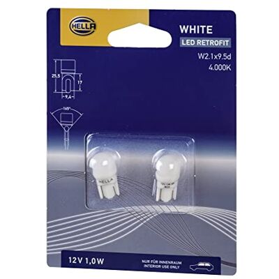 HELLA 8GL 178 560-591 Żarówka LED LED Retrofit 12V 1W 4000K Rodzaj gniazda: W2,1x9,5d Blister Ilość: 2 HELLA 8GL 178 560-591 Żarówka LED LED Retrofit 12V 1W 4000K Rodzaj gniazda: W2,1x9,5d Blister Ilość: 2