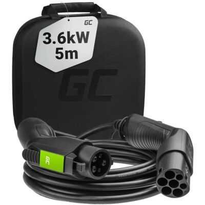 Green Cell GC typ 1 kabel do ładowania do samochodów elektrycznych EV PHEV, 3,6 kW, 16 A, typ 1 na typ 2, 5 metrów długi, 1-fazowy, kompatybilny z Ford C-Max Energi, Focus, Kangoo ZE Phase I, Prius Green Cell GC typ 1 kabel do ładowania do samochodów elektrycznych EV PHEV, 3,6 kW, 16 A, typ 1 na typ 2, 5 metrów długi, 1-fazowy, kompatybilny z Ford C-Max Energi, Focus, Kangoo ZE Phase I, Prius