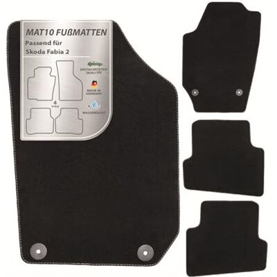 MAT10 Dywaniki samochodowe do Skoda Fabia 2 (BJ 12/2007-10/2014, typ 5J) z weluru 4-częściowy zestaw dywaników samochodowych trwała jakość oryginalnego wyposażenia, Made in Germany MAT10 Dywaniki samochodowe do Skoda Fabia 2 (BJ 12/2007-10/2014, typ 5J) z weluru 4-częściowy zestaw dywaników samochodowych trwała jakość oryginalnego wyposażenia, Made in Germany