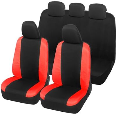 Auto Accessori Lupex Pokrowce na siedzenia samochodowe kompatybilne z Panda Seconda 169 i 319 Series, tkanina poliestrowa bawełna, kompletny zestaw (czarny czerwony z pełnym oparciem) Auto Accessori Lupex Pokrowce na siedzenia samochodowe kompatybilne z Panda Seconda 169 i 319 Series, tkanina poliestrowa bawełna, kompletny zestaw (czarny czerwony z pełnym oparciem)