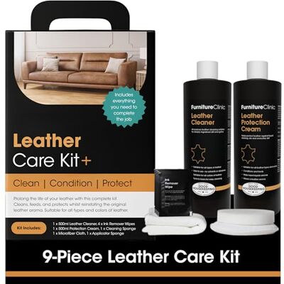 LCAREKIT500 Furniture Clinic Kompletny zestaw do pielęgnacji skóry środek do czyszczenia skóry i krem ochronny do skóry na sofy, fotele samochodowe, zestaw do pielęgnacji skóry zawiera 500 ml Ultra Clean i 500 LCAREKIT500 Furniture Clinic Kompletny zestaw do pielęgnacji skóry środek do czyszczenia skóry i krem ochronny do skóry na sofy, fotele samochodowe, zestaw do pielęgnacji skóry zawiera 500 ml Ultra Clean i 500