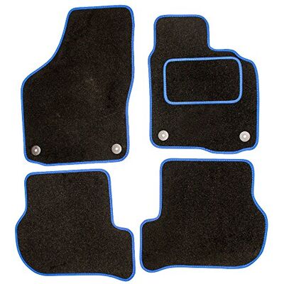 Sakura ww0396bu dywaniki samochodowe ze sterownikiem po stronie gumowej podkładki na pięcie, czarny/niebieski brzeg pasuje do Seat Ibiza 02–06 Sakura ww0396bu dywaniki samochodowe ze sterownikiem po stronie gumowej podkładki na pięcie, czarny/niebieski brzeg pasuje do Seat Ibiza 02–06