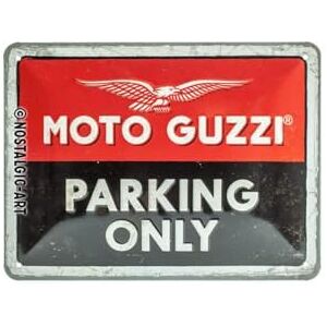 ART Tabliczka blaszana w stylu retro, 15 x 20 cm, Moto Guzzi – Parking Only – pomysł na prezent dla motocyklistów, z metalu, design vintage ART Tabliczka blaszana w stylu retro, 15 x 20 cm, Moto Guzzi – Parking Only – pomysł na prezent dla motocyklistów, z metalu, design vintage