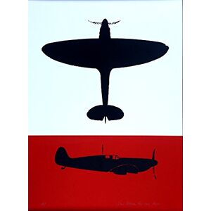 Komiksowa artystyczna sylwetka Spitfire, duży, ręcznie wykonany druk sitodrukowy bez ramy, bawełna, czerwony, 76 x 56 x 0,1 cm Komiksowa artystyczna sylwetka Spitfire, duży, ręcznie wykonany druk sitodrukowy bez ramy, bawełna, czerwony, 76 x 56 x 0,1 cm