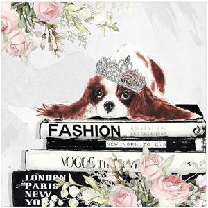 Cavalier pies sztuka ścienna nadruk bez ramy swobodnie pływający panel ze szkła hartowanego gotowy do powieszenia, salon, sypialnia i biuro, 50 cm x 50 cm x 0,5 cm Cavalier pies sztuka ścienna nadruk bez ramy swobodnie pływający panel ze szkła hartowanego gotowy do powieszenia, salon, sypialnia i biuro, 50 cm x 50 cm x 0,5 cm