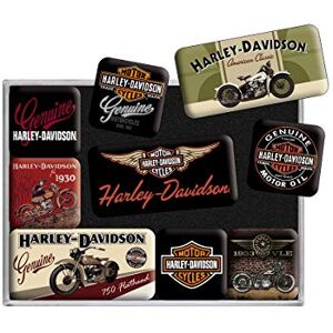 ART Retro magnesy na lodówkę, 9 sztuk, Harley-Davidson – Bikes – Pomysł na prezent dla motocyklistów, Official License Product (OLP), zestaw magnesów, Styl vintage ART Retro magnesy na lodówkę, 9 sztuk, Harley-Davidson – Bikes – Pomysł na prezent dla motocyklistów, Official License Product (OLP), zestaw magnesów, Styl vintage