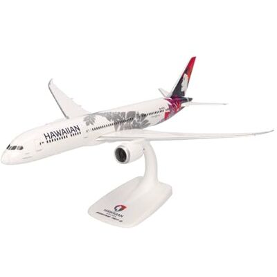 Herpa model Snap-Fit samolotu Hawaiian Airlines Boeing 787-9 Dreamliner N781HA "Kapuahi", miniatura w skali 1:200, model kolekcjonerski, model z podstawką, tworzywo sztuczne Herpa model Snap-Fit samolotu Hawaiian Airlines Boeing 787-9 Dreamliner N781HA "Kapuahi", miniatura w skali 1:200, model kolekcjonerski, model z podstawką, tworzywo sztuczne