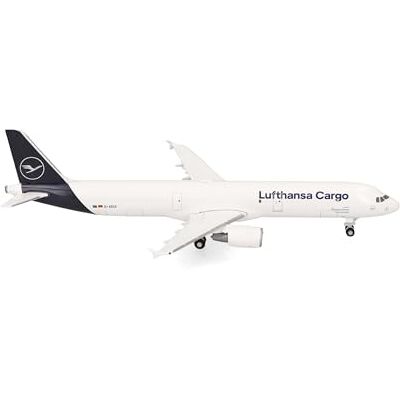Herpa Model samolotu Lufthansa Cargo Airbus A321P2F, miniatura w skali 1:500, kolekcjonerski, model samolotu bez podstawki, metal Herpa Model samolotu Lufthansa Cargo Airbus A321P2F, miniatura w skali 1:500, kolekcjonerski, model samolotu bez podstawki, metal