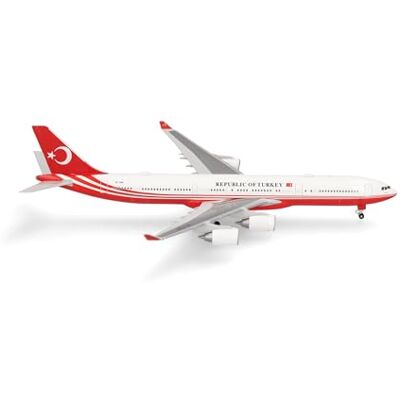 Herpa model samolotu Turkey Government Airbus A340-500, miniatura w skali 1:500, model kolekcjonerski, bez podstawki, metal Herpa model samolotu Turkey Government Airbus A340-500, miniatura w skali 1:500, model kolekcjonerski, bez podstawki, metal