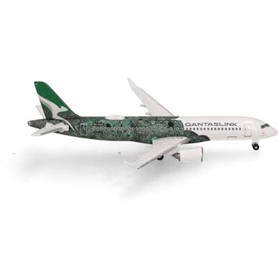 Herpa Model samolotu QantasLink Airbus A220-300 – Flying Art Series/Minyma Kutjara Tjukurpa, miniatura w skali 1:500, kolekcjonerski, model samolotu bez podstawki, metal Herpa Model samolotu QantasLink Airbus A220-300 – Flying Art Series/Minyma Kutjara Tjukurpa, miniatura w skali 1:500, kolekcjonerski, model samolotu bez podstawki, metal