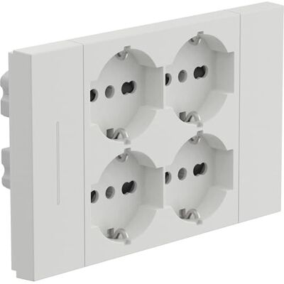 Electraline 22159 Quadra 4-osobowa uniwersalna gniazdo wtykowe P40, pasuje do wszystkich 3 i 4-osobowych puszek podtynkowych, z przełącznikiem/przełącznikiem, biały Electraline 22159 Quadra 4-osobowa uniwersalna gniazdo wtykowe P40, pasuje do wszystkich 3 i 4-osobowych puszek podtynkowych, z przełącznikiem/przełącznikiem, biały