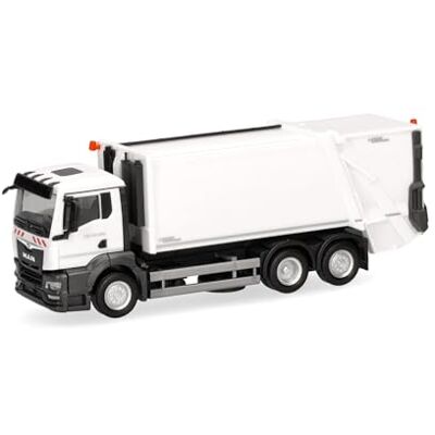 Herpa Model ciężarówki Man TGS NN Faun, VARIOPRESS, biały, miniaturka w skali 1:87, przedmiot kolekcjonerski, wyprodukowano w Niemczech, tworzywo sztuczne Herpa Model ciężarówki Man TGS NN Faun, VARIOPRESS, biały, miniaturka w skali 1:87, przedmiot kolekcjonerski, wyprodukowano w Niemczech, tworzywo sztuczne