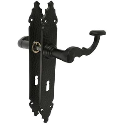 Amig Zestaw uchwytów Mod. 100PG 280 x 44 mm Uchwyt Zamak ze stalową płytką Czarne wykończenie Zawiera nasadkę na klucz 8 mm czworokątny Ręcznie kute rustykalny styl Amig Zestaw uchwytów Mod. 100PG 280 x 44 mm Uchwyt Zamak ze stalową płytką Czarne wykończenie Zawiera nasadkę na klucz 8 mm czworokątny Ręcznie kute rustykalny styl