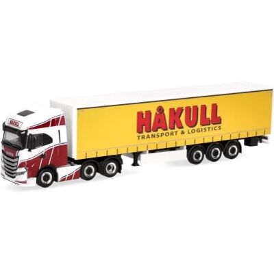 Herpa Iveco S-Way „Hakull” z naczepą kurtynową, model 1:87 Oryginalny miniaturowy model ciężarówki z plastiku dla kolekcjonerów i fanów kolei od 14 lat, Made in Germany Herpa Iveco S-Way „Hakull” z naczepą kurtynową, model 1:87 Oryginalny miniaturowy model ciężarówki z plastiku dla kolekcjonerów i fanów kolei od 14 lat, Made in Germany