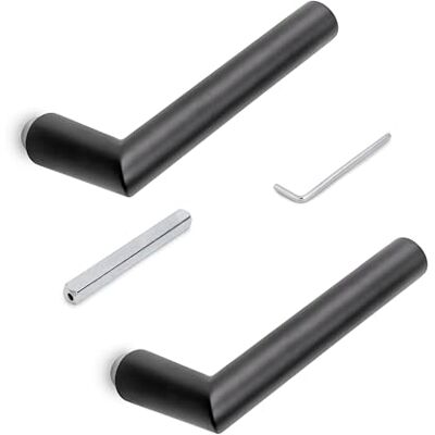 Emuca Klamka w kształcie L-R, do zamków do wewnętrznych szklanych drzwi, Aluminium, Wykończenie w kolorze czarnym Emuca Klamka w kształcie L-R, do zamków do wewnętrznych szklanych drzwi, Aluminium, Wykończenie w kolorze czarnym