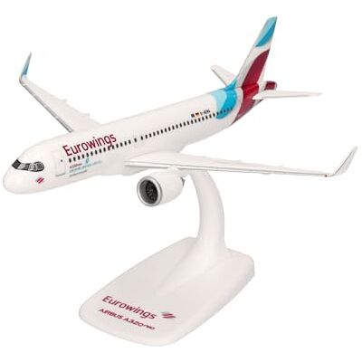 Herpa Snap-Fit Eurowings Airbus A320neo D-AENA, miniaturka w skali 1:200, model kolekcjonerski, z podstawką, tworzywo sztuczne, biały Herpa Snap-Fit Eurowings Airbus A320neo D-AENA, miniaturka w skali 1:200, model kolekcjonerski, z podstawką, tworzywo sztuczne, biały