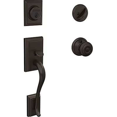 SCHLAGE F60 V ADD 716 GEO Addison zestaw klamek z gruzińską gałką, postarzany brąz SCHLAGE F60 V ADD 716 GEO Addison zestaw klamek z gruzińską gałką, postarzany brąz