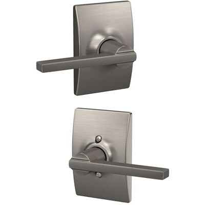 SCHLAGE F10 LAT 619 CEN Latitude Door Lever with Century Trim, Hall & Closet Passage Lock, Satin Nickel SCHLAGE F10 LAT 619 CEN Latitude Door Lever with Century Trim, Hall & Closet Passage Lock, Satin Nickel