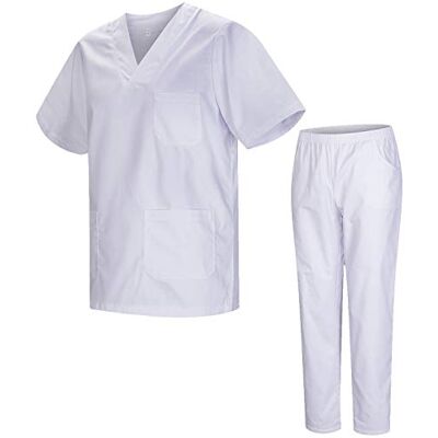 Blanco MISEMIYA Mundur sanitarny Unisex medyczne mundury sanitarne z ekranem Biały 817-8312 Blanco MISEMIYA Mundur sanitarny Unisex medyczne mundury sanitarne z ekranem Biały 817-8312
